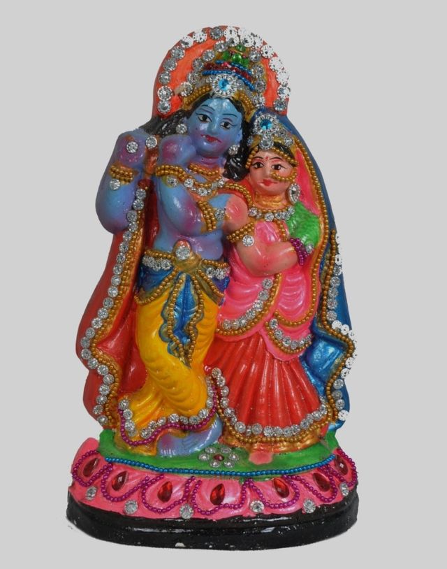 Radha Krishna Clay God Idol 35 Cm Top Pr...