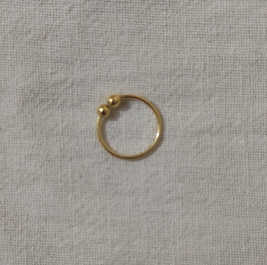 GIRLS Nose RING GOLD BOLL DOUBLE Diamond...
