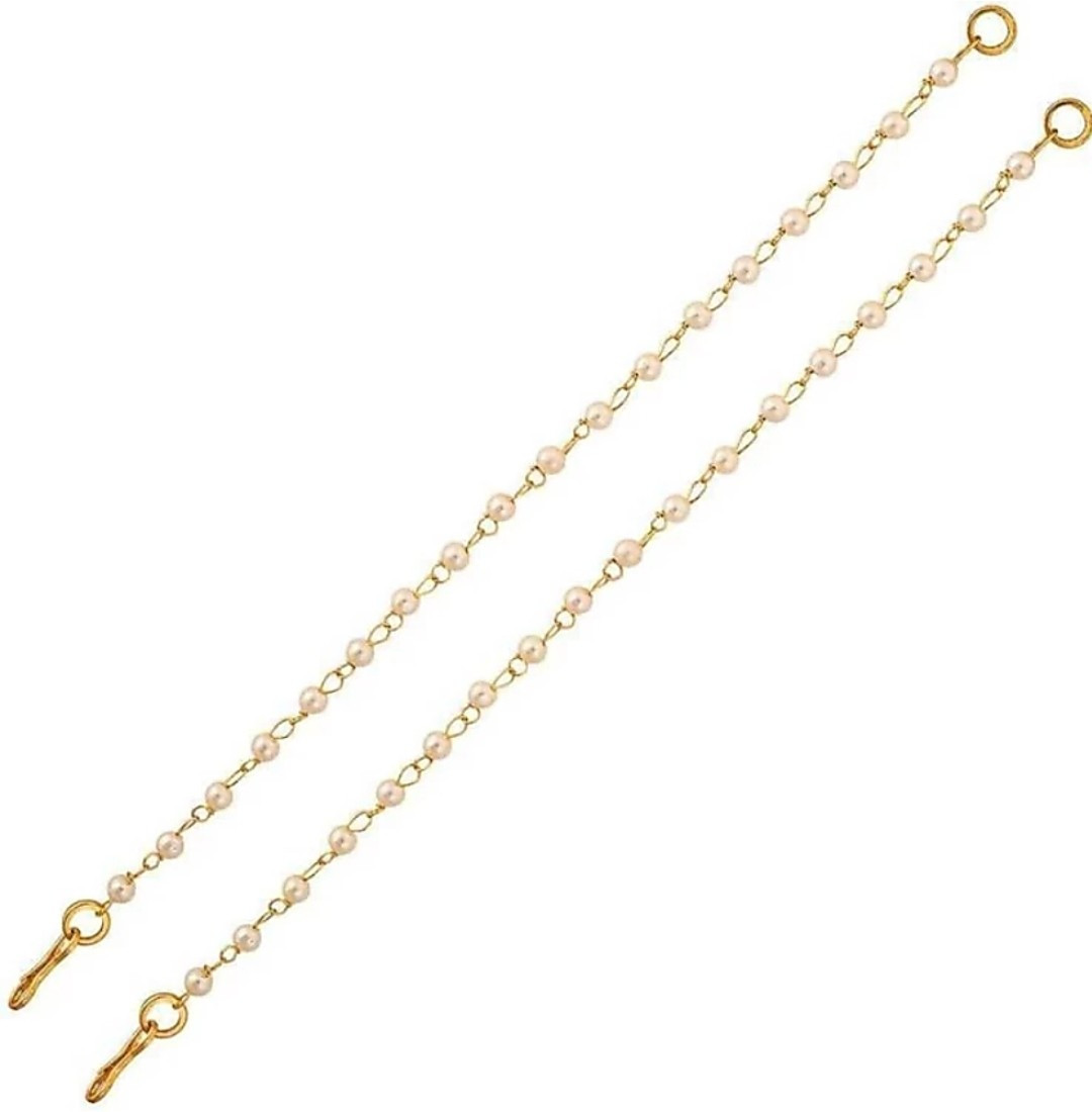 Gold Plated Ear Chain PEARL MOTI Traditi...