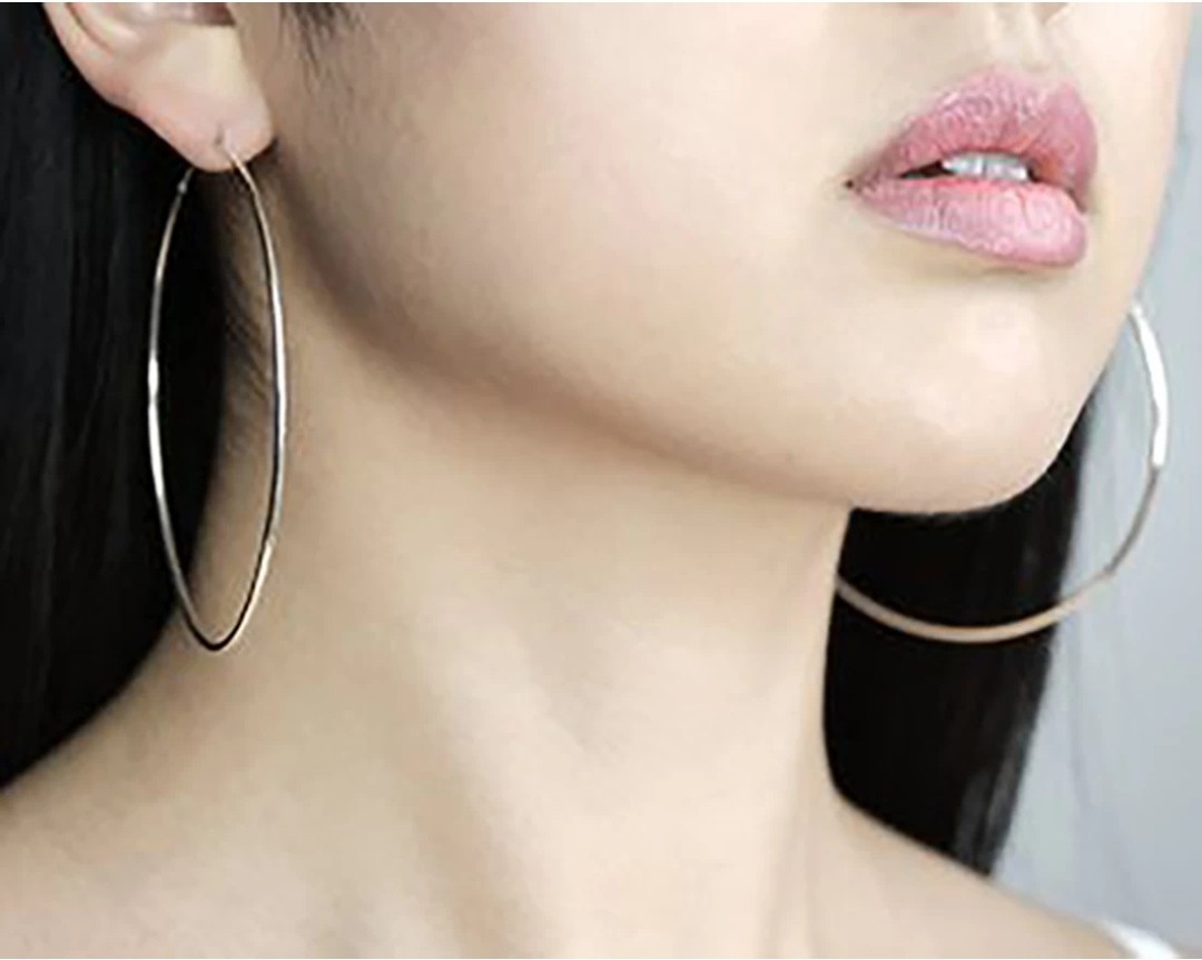 Silver Gol Hoop Earrings Big Size Alloy...
