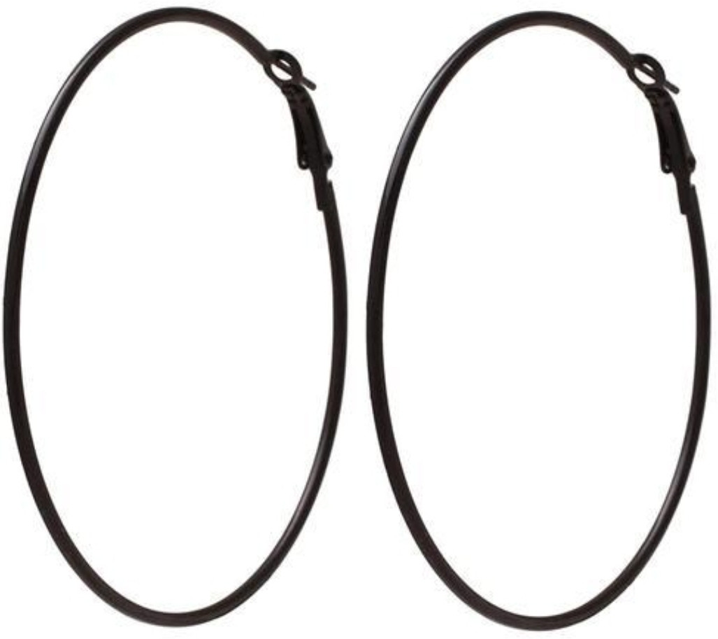 BLACK Gol Hoop Earrings Big Size Alloy E...