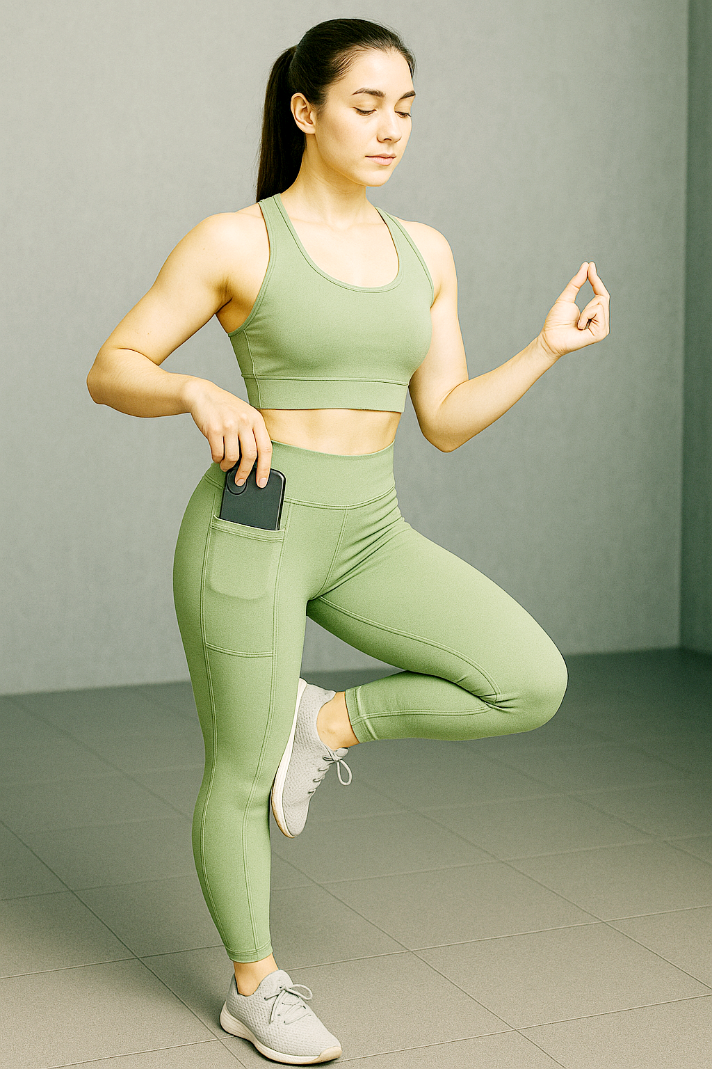 Sports Leggings 4-Way Stretch Fabric Bre...