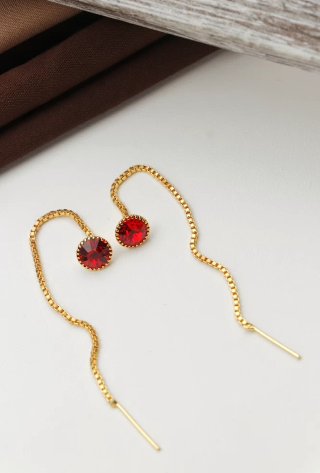 Fashion Hanging RED NUG Sui Dhaga Earrin...