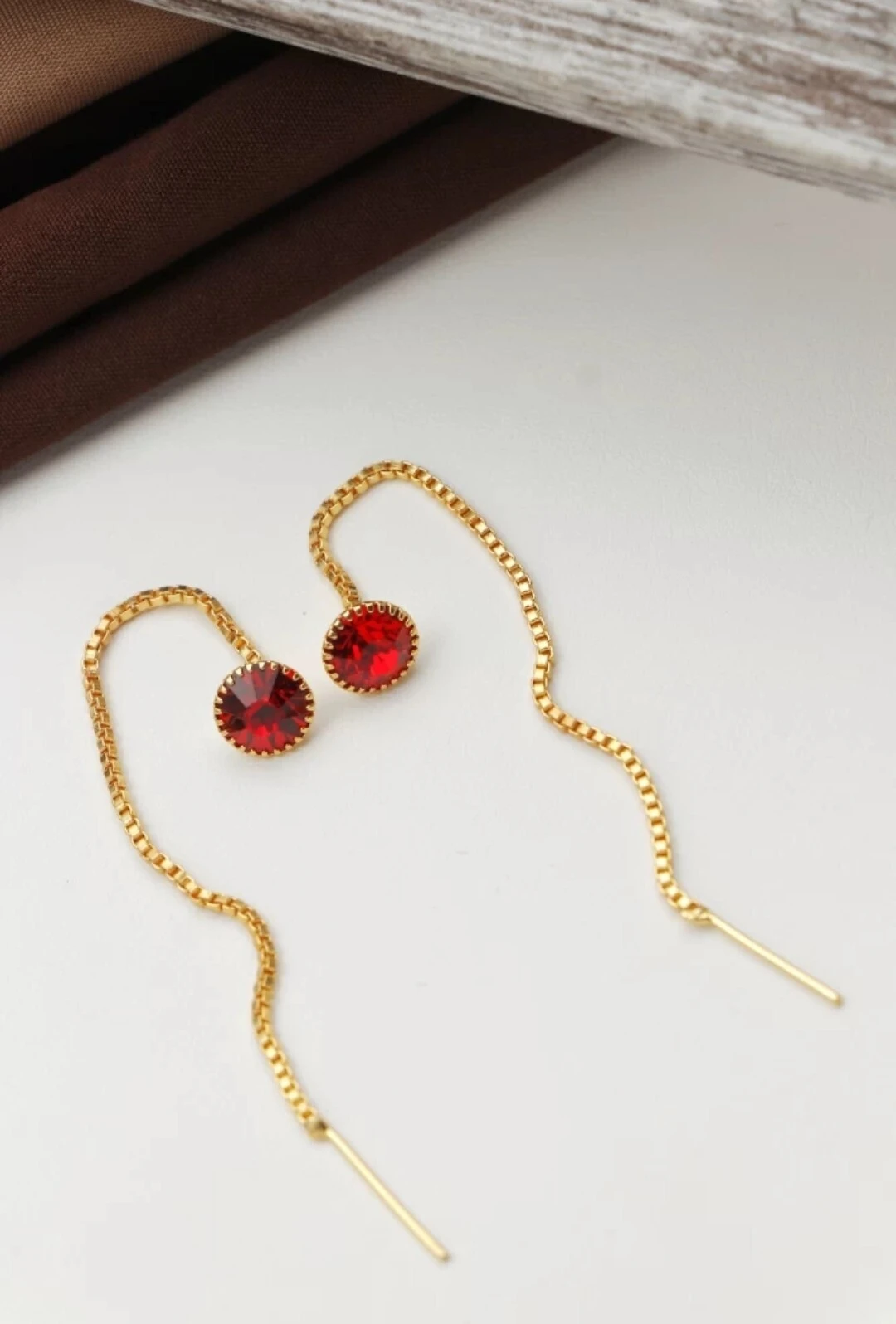 Fashion Hanging RED NUG Sui Dhaga Earrin...