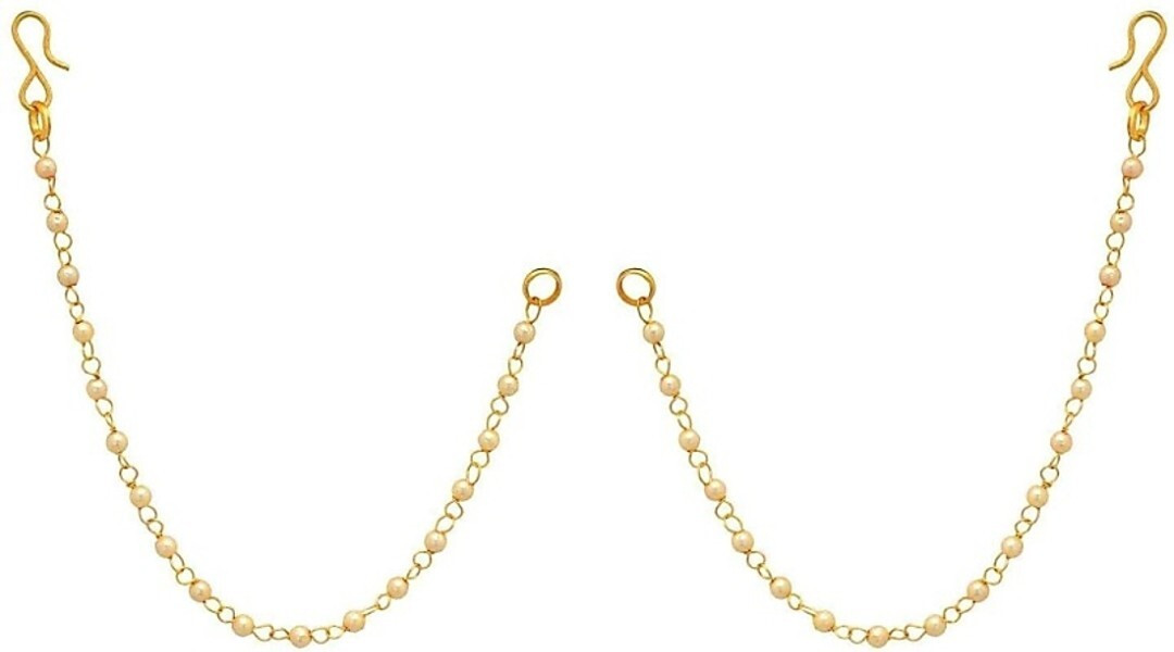 Gold Plated Ear Chain PEARL MOTI Traditi...