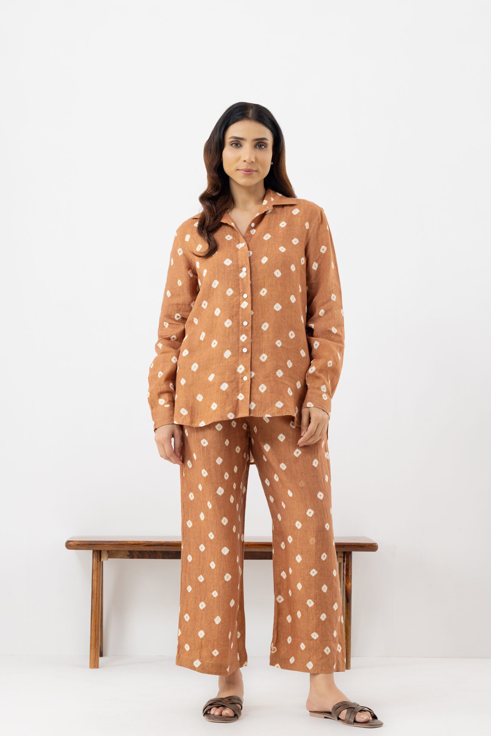 Women's Brown Floral Cotton Co-ord Set (...