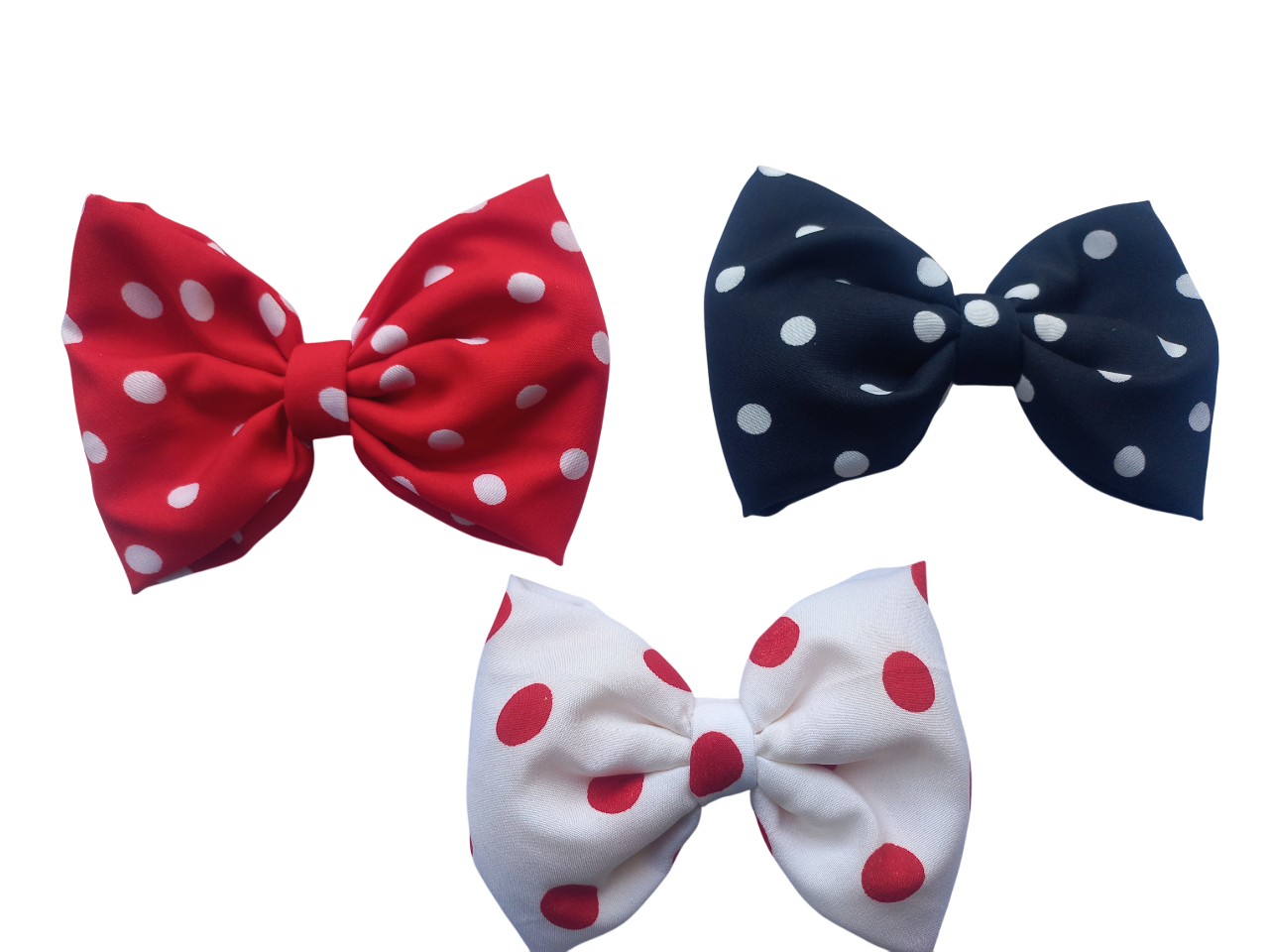 Polka Dot Hair Bows, 3 Pack, Red, Black,...