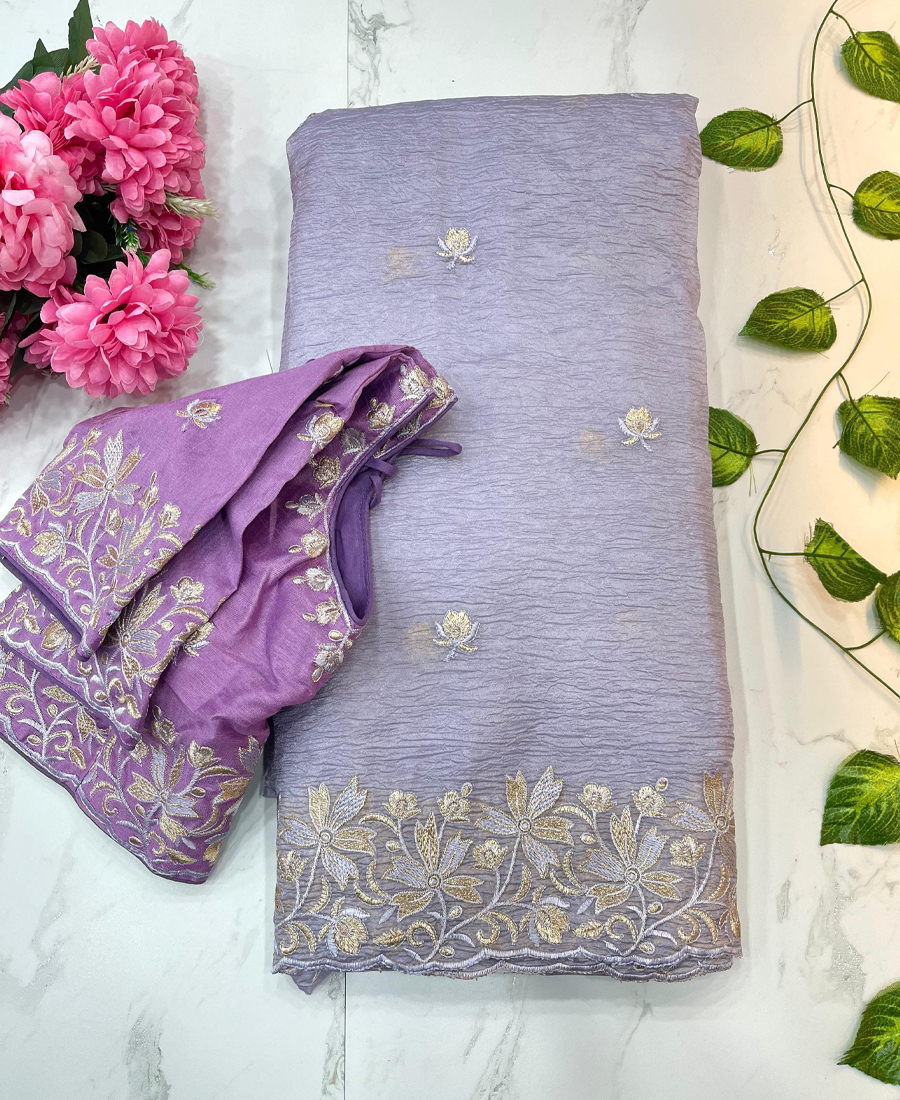 Rich Look Candy Crush Lilac Embroidery S...