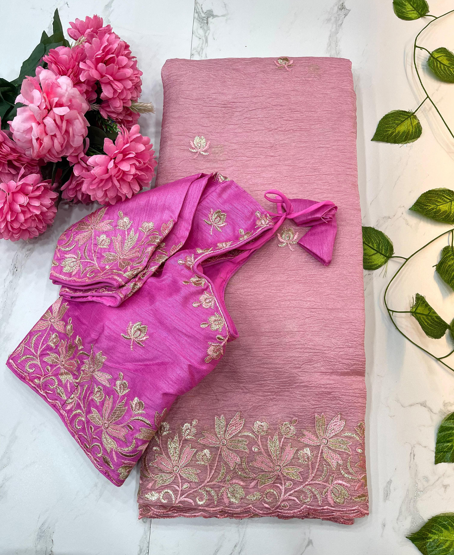 Rich Look Candy Crush Pink Embroidery Sa...