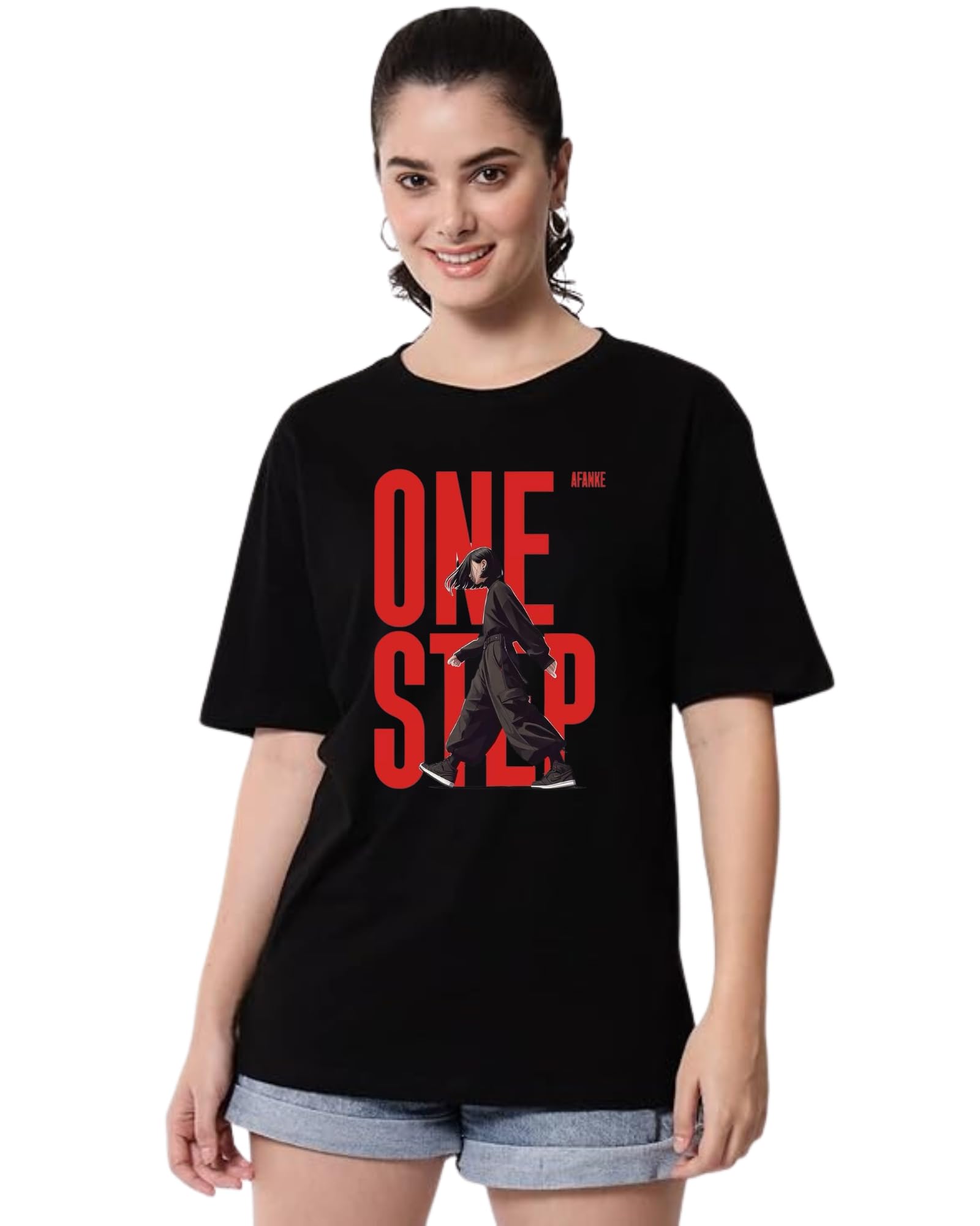 Women Short Sleeve Cotton Blend Oversize...