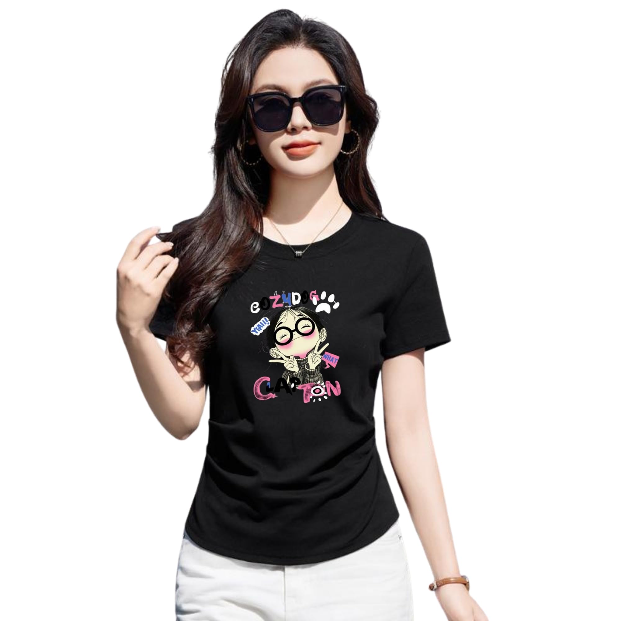 Graphic T-Shirt,Black Cotton Top, Casual...