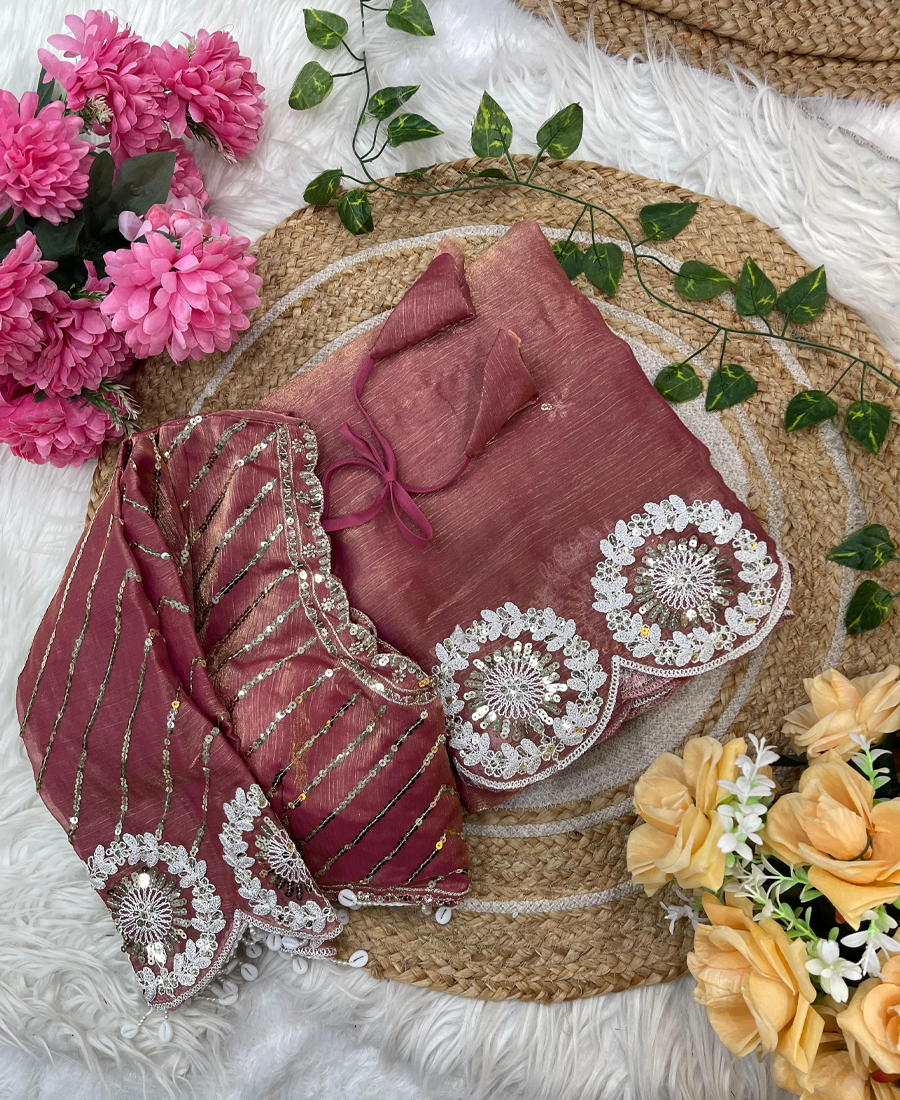 Bollywood Look Pink Chiffon Silk Embroid...