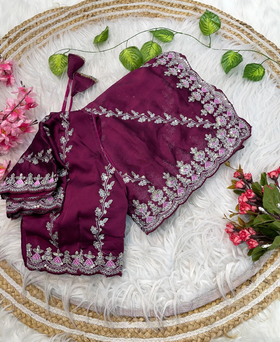 Designer Magenta Rangoli Silk Embroidery...