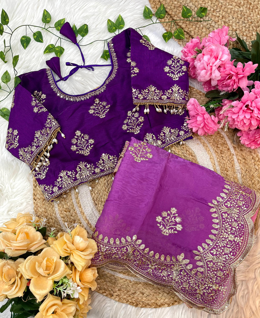 Latest Ombre Pattern Pink Heavy Embroide...
