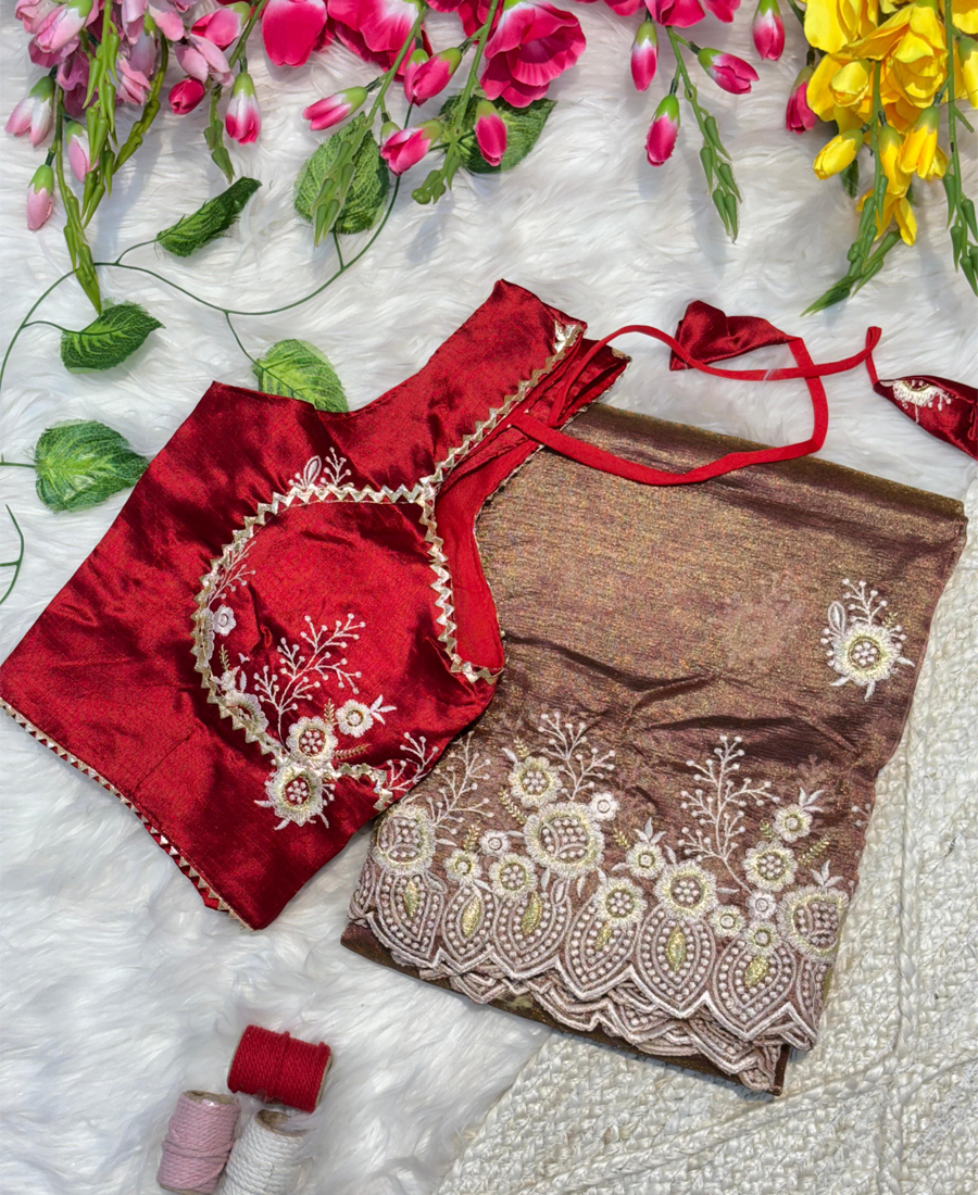 Elegant Beige Organza Silk Saree For Wom...