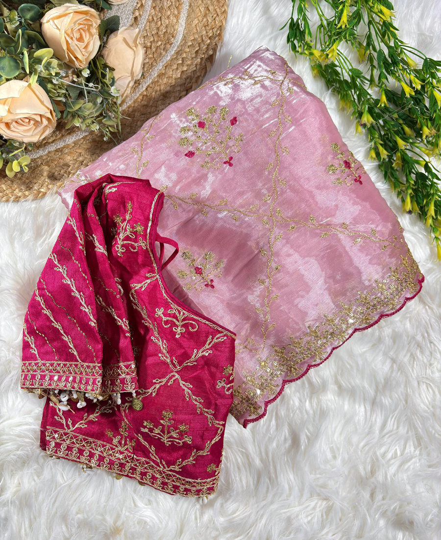 Pure Jimmi Choo Silk Pink Heavy Embroide...