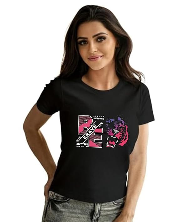 Stylish Graphic Tee for Women – 100% Cot...