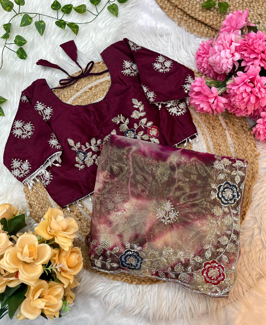 Designer Abstract Printed Maroon Twile N...