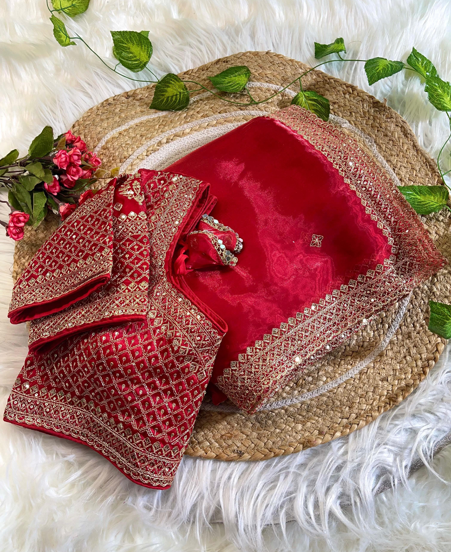 Trendy Jimmi Choo Red Heavy Embroidery S...