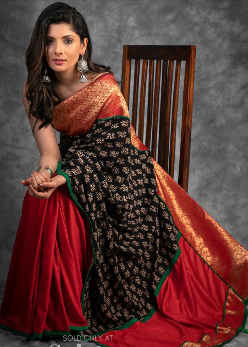 Pure Cotton Ajrak Print Saree with Rich...