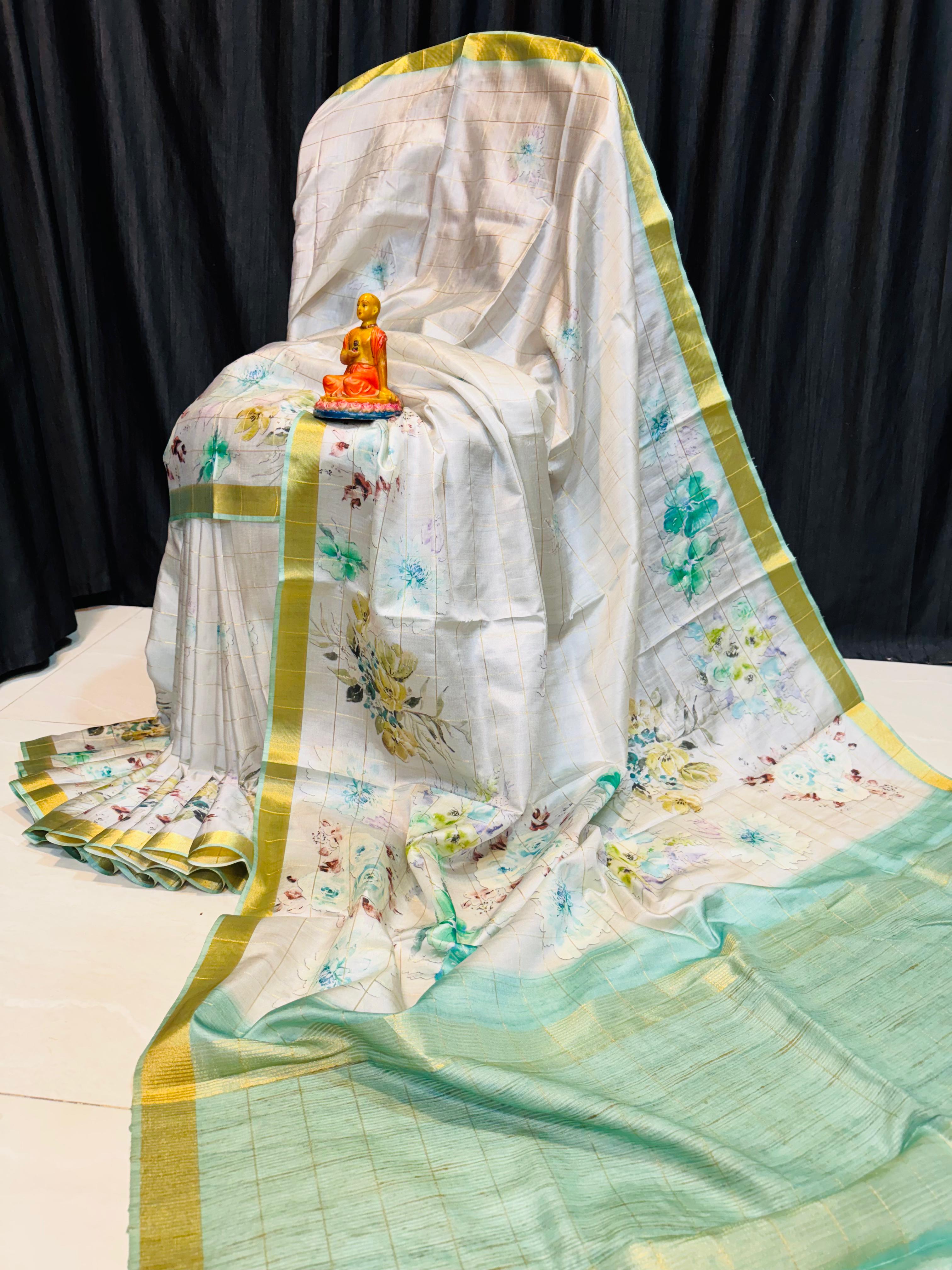 Elegant Floral Viscose Modal Silk Saree...