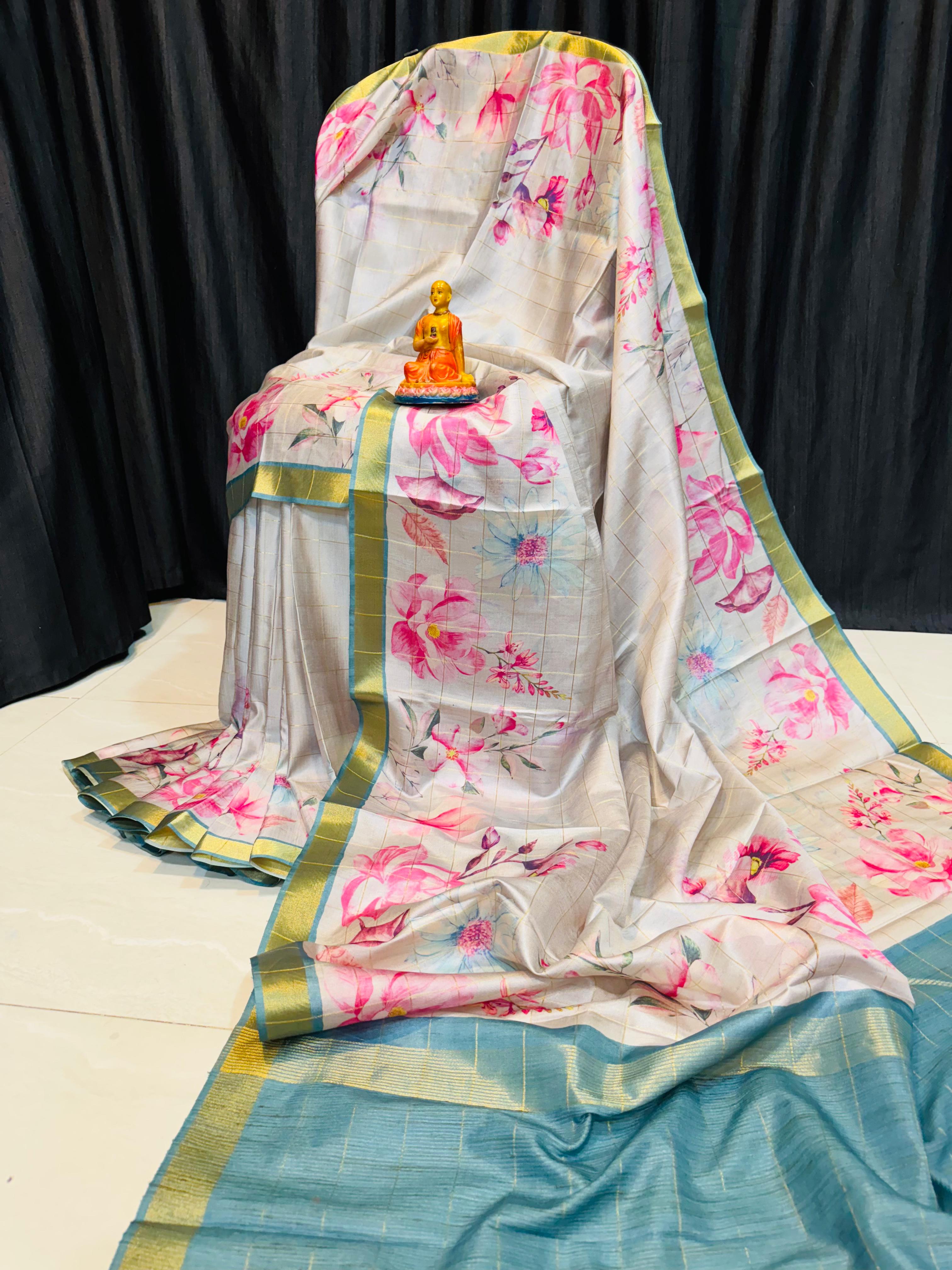 Elegant Floral Viscose Modal Silk Saree...
