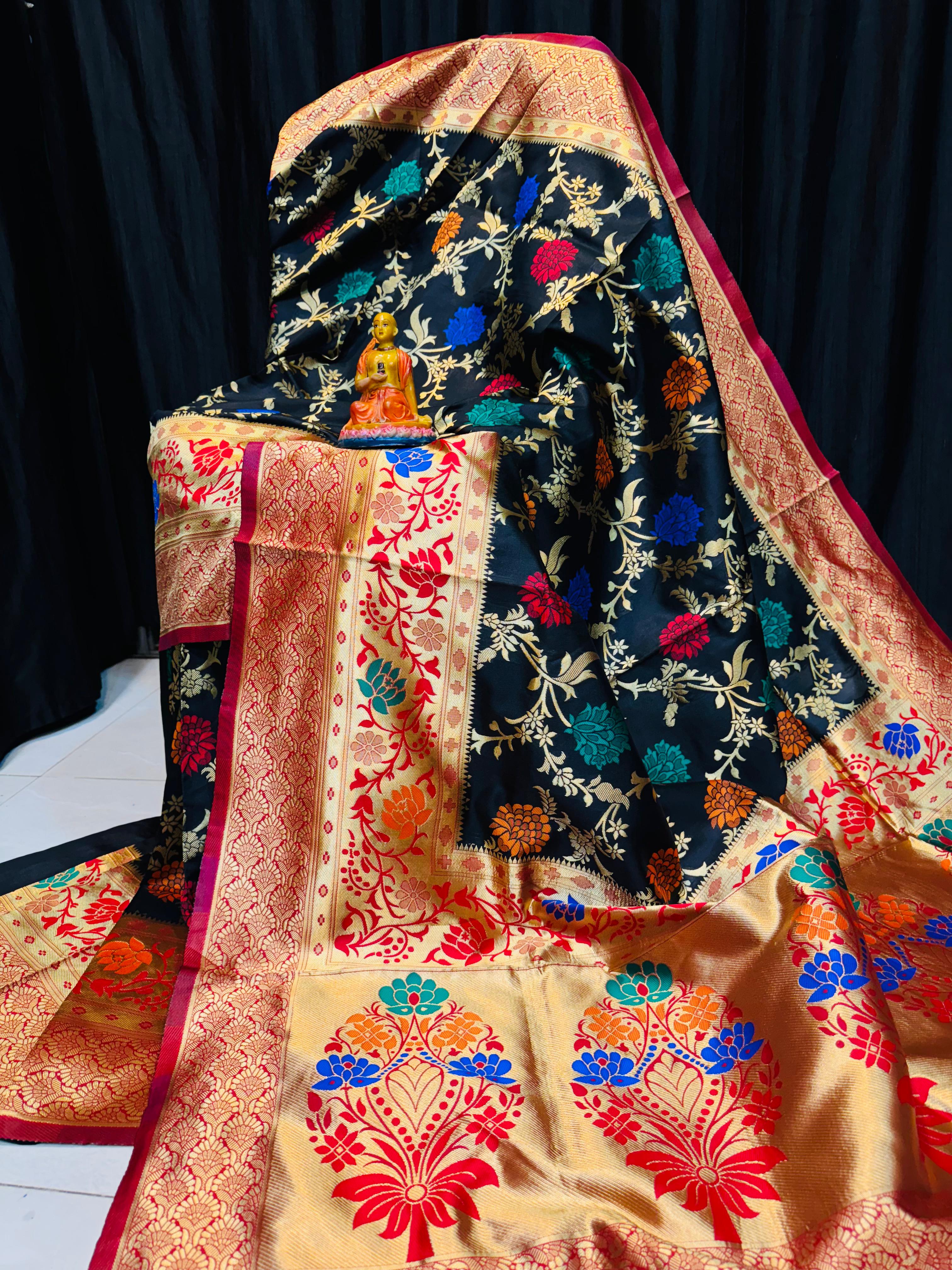 Exclusive Black Paithani Silk Saree with...