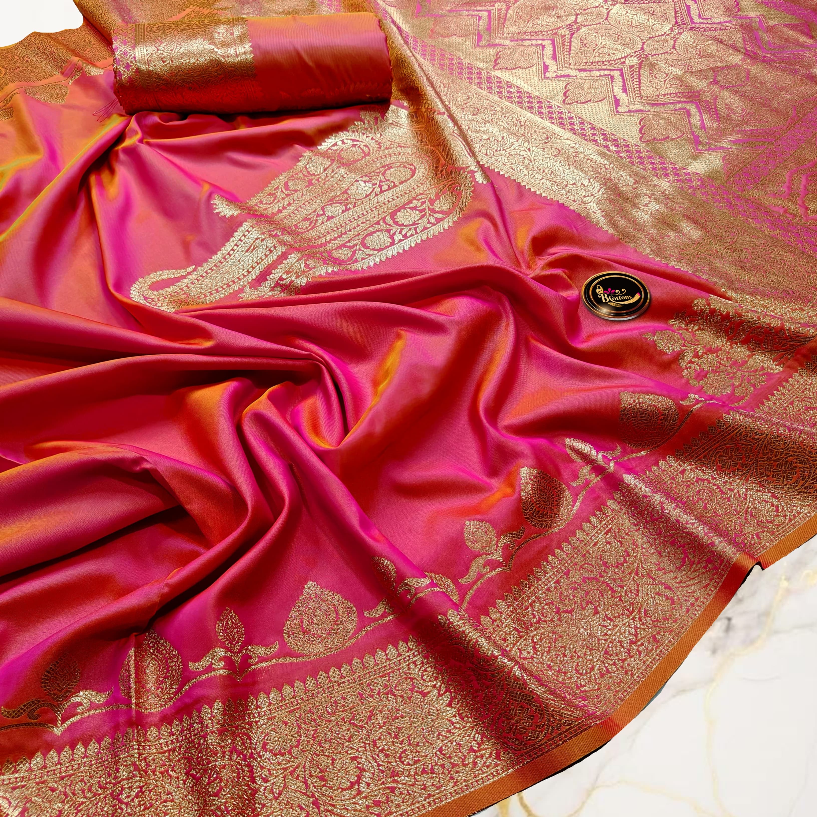 Premium Dual Tone Katan Silk Saree with...