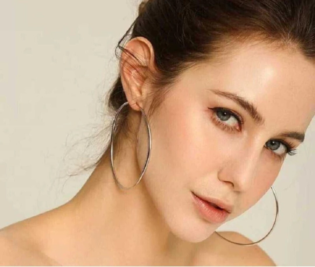 Silver Gol Hoop Earrings Big Size Alloy...