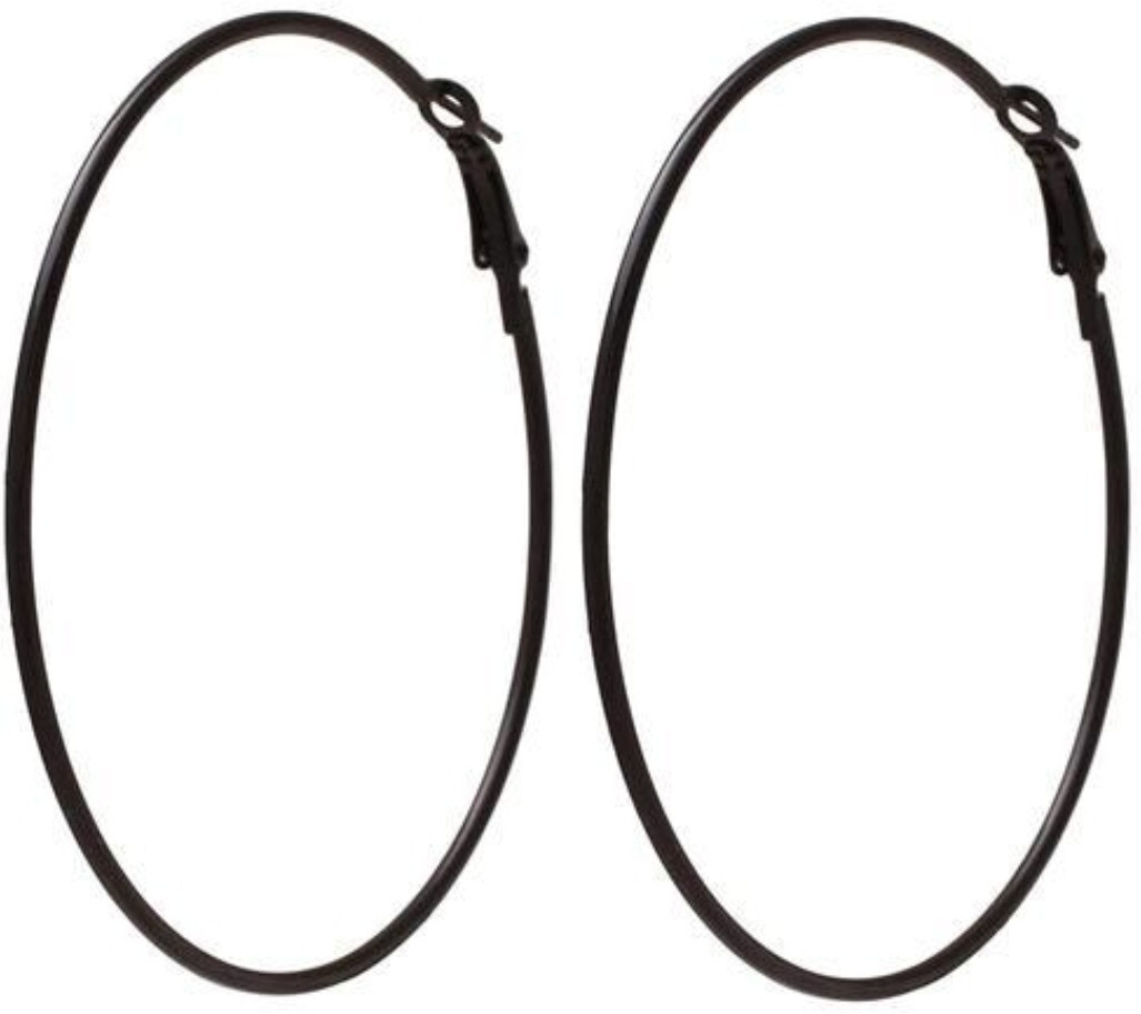 BLACK Gol Hoop Earrings Big Size Alloy E...