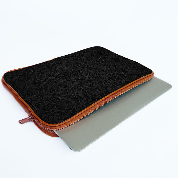 "Leafy Black" Laptop Sleeves: Bold Moder...