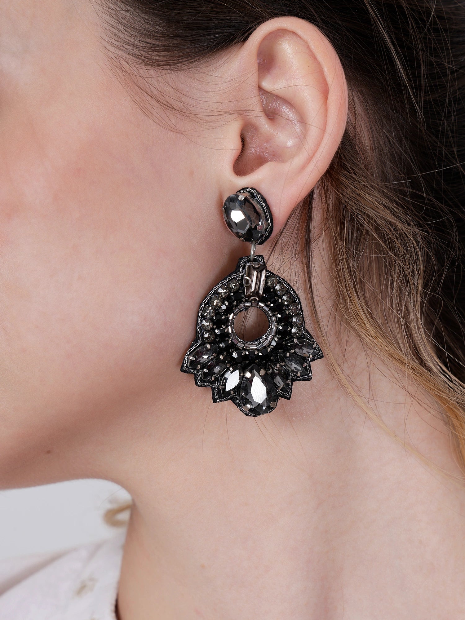 Black & Silver Crystals Midnight Bling E...