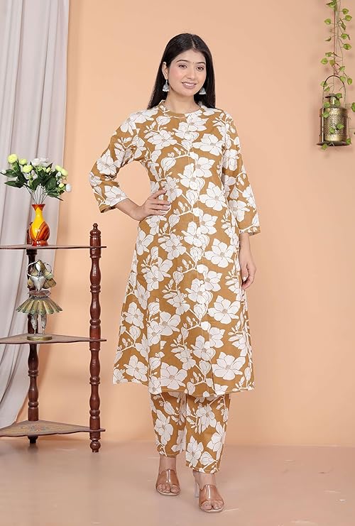 Women's Cotton Floral Printed Mandarin C...