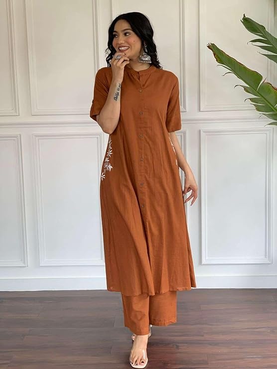 Women's Cotton Printed A-Line Kurti with...