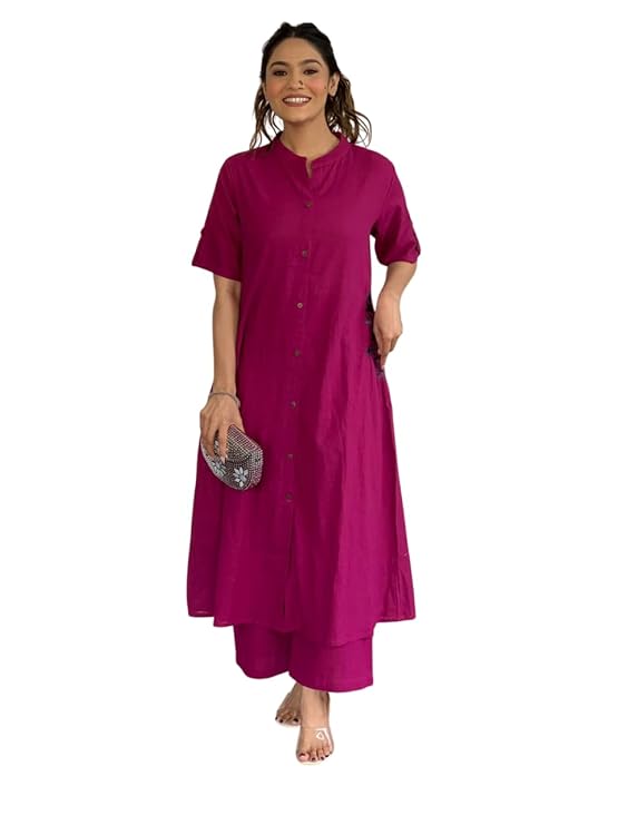Women's Cotton Embroiderd Long A-Line Ku...
