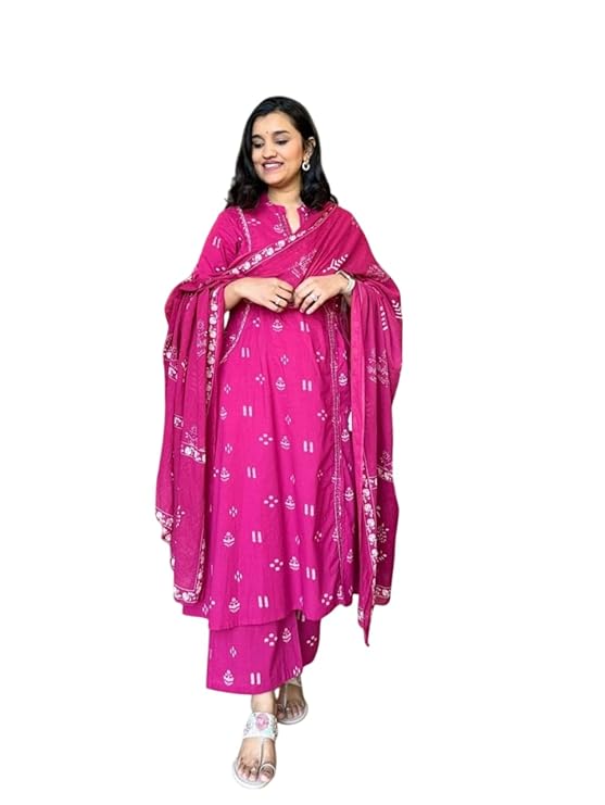 Women's Cotton Embroidered Anarkali Kurt...