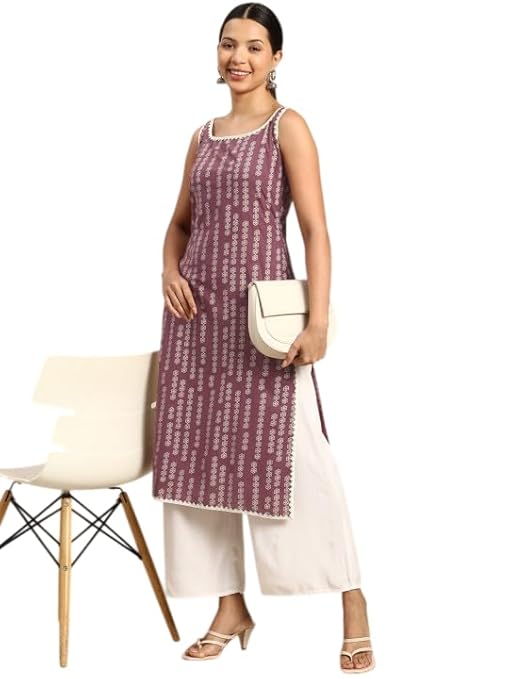 Women's Rayon Printed Straight Kurti wit...