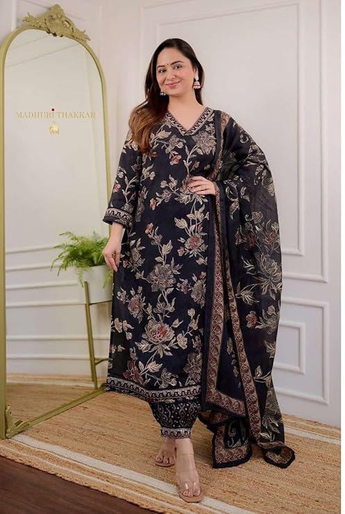 Women's Cotton Floral Printed Straight K...