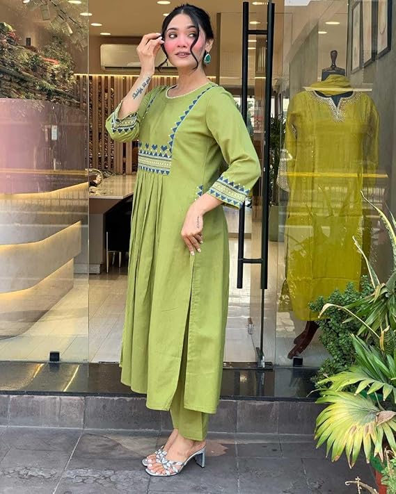 Women's Rayon Embroidered A-Line Kurti w...