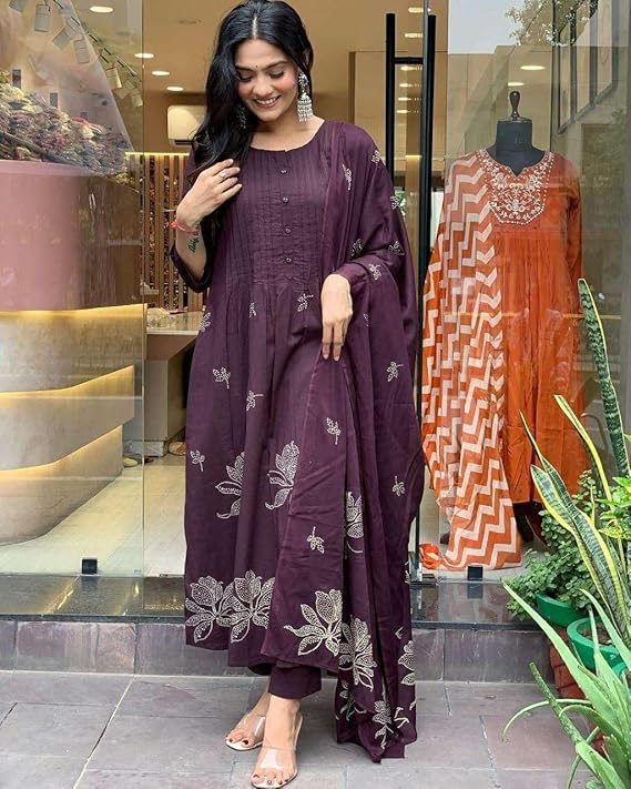 Women's Cotton Embroidery Floral Printed...