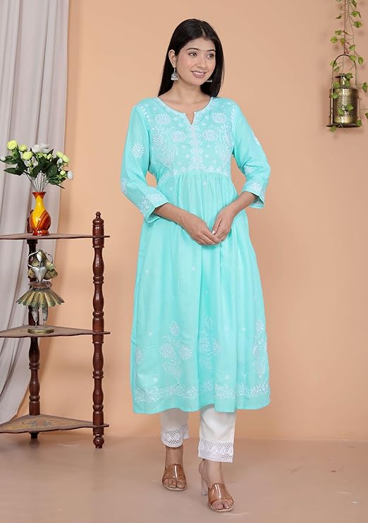Women's Rayon Embroidered vcut Anarkali...