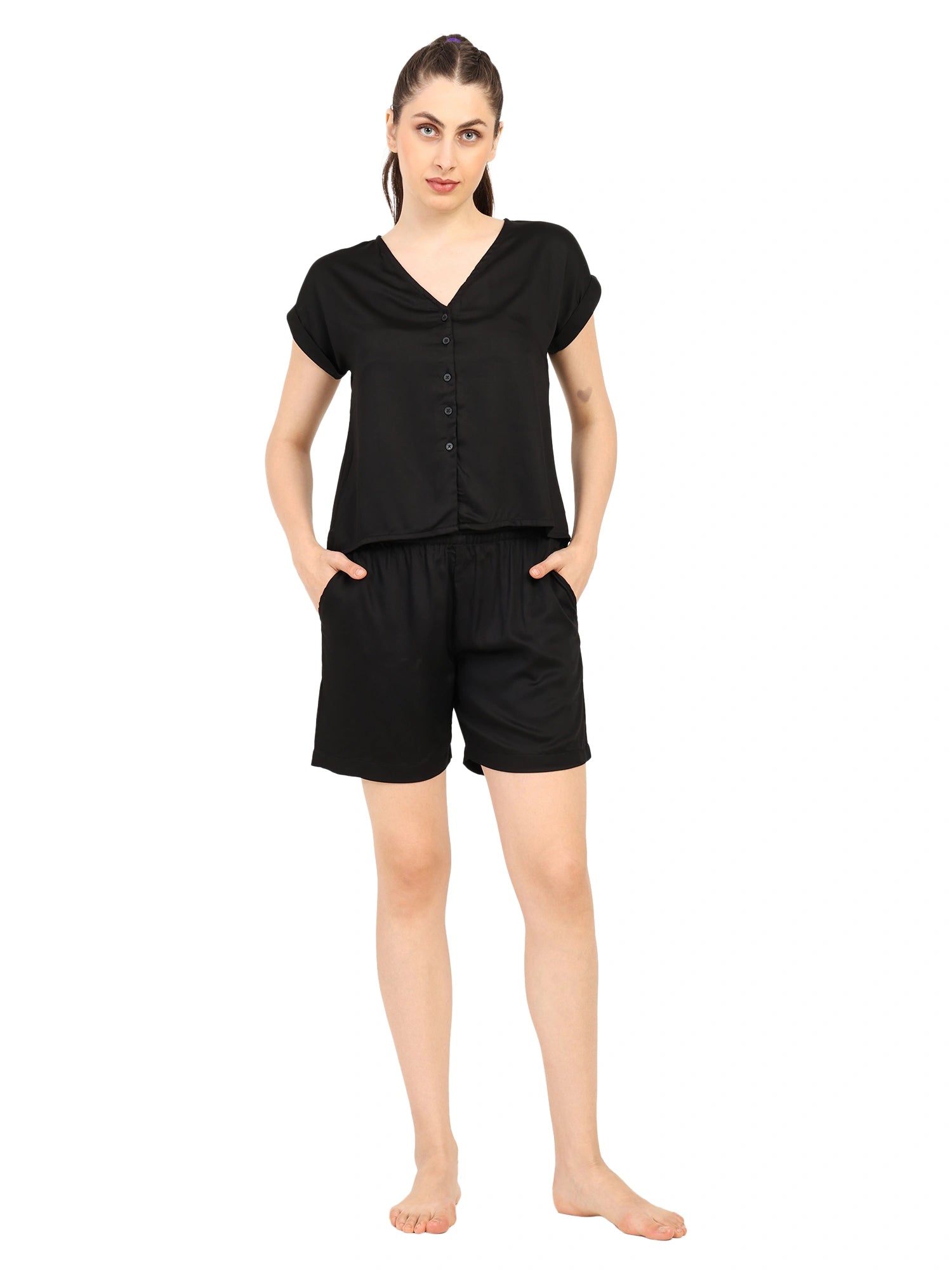 Women’s Modal Satin Night Suit – 2PC Sof...