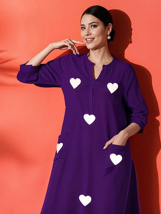 Women's Cotton Embroidered Straight Kurt...