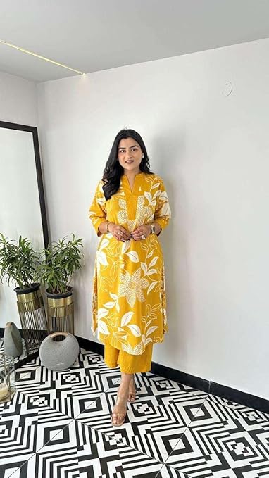 Women's Cotton Floral Printed Straight K...