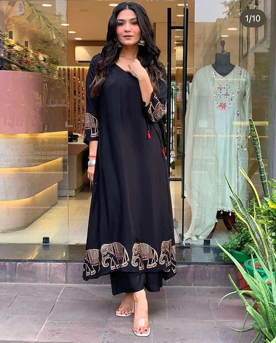 Women's Rayon Embroidered Straight Kurti...