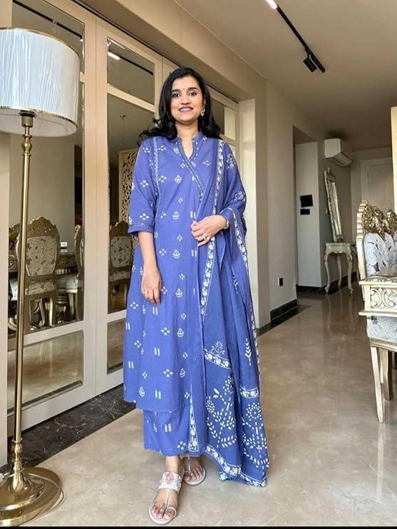 Women's Cotton Embroidered Anarkali Kurt...