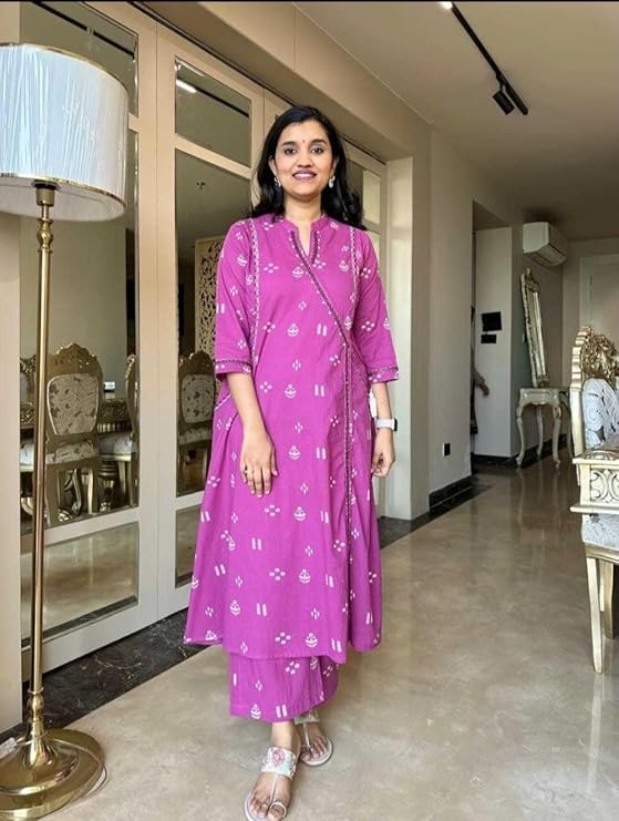 Women's Cotton Embroidered Anarkali Kurt...