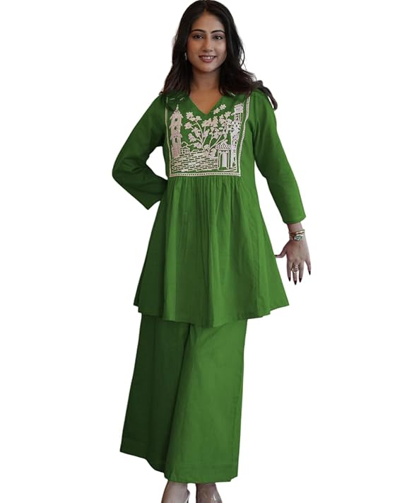 Women's Cotton Embroidered Short Anarkal...