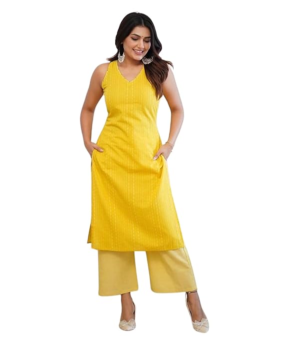 Women's Cotton Printed Sleeveless Straig...