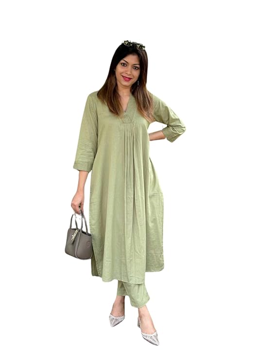 Women's Cotton Plain Coard Set A-Line St...
